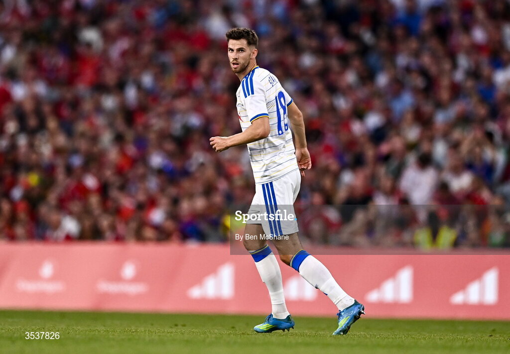 12 August 2026; Anton Stach of Leeds United during the pre-season friendly match between Manchester United and Leeds United at Croke Park in Dublin. Photo by Ben McShane/Sportsfile