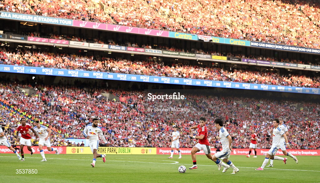 12 August 2026; A general view of the action during the pre-season friendly match between Manchester United and Leeds United at Croke Park in Dublin. Photo by Stephen McCarthy/Sportsfile