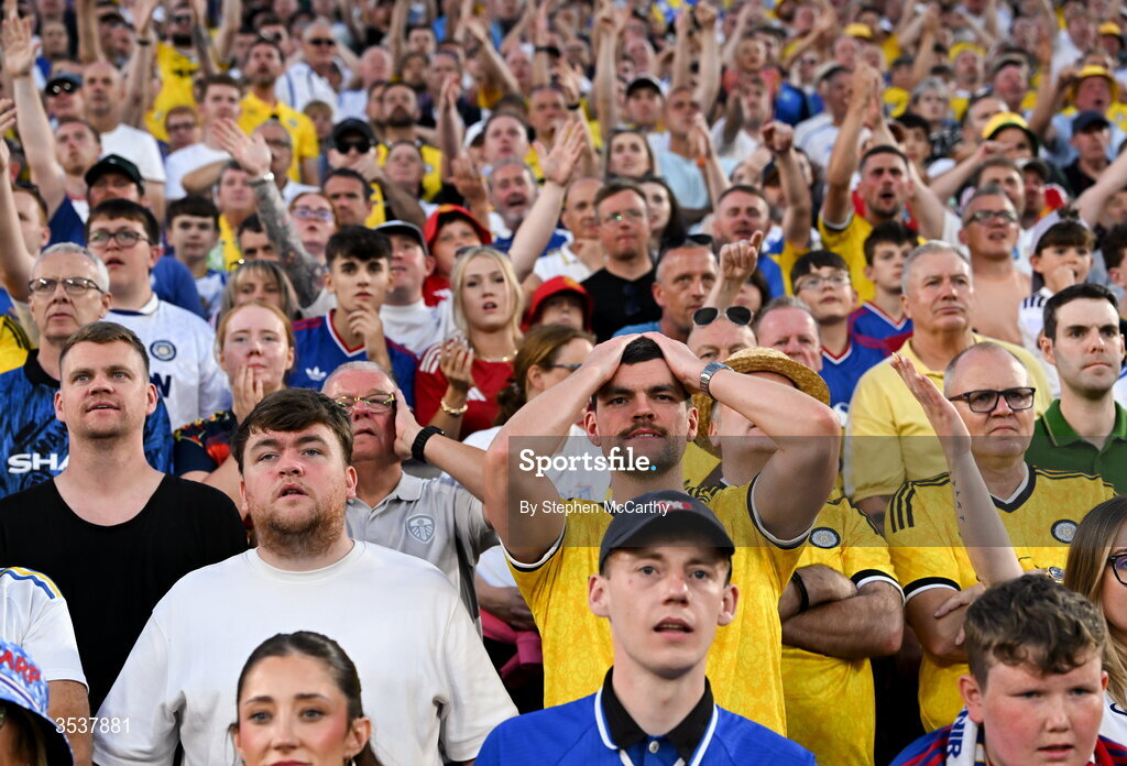 12 August 2026; Supporters on Hill 16 during the pre-season friendly match between Manchester United and Leeds United at Croke Park in Dublin. Photo by Stephen McCarthy/Sportsfile