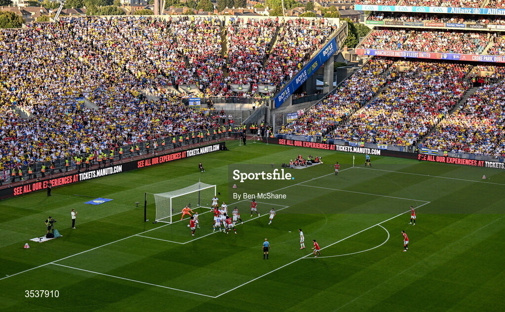 12 August 2026; A general view of the action during the pre-season friendly match between Manchester United and Leeds United at Croke Park in Dublin. Photo by Ben McShane/Sportsfile