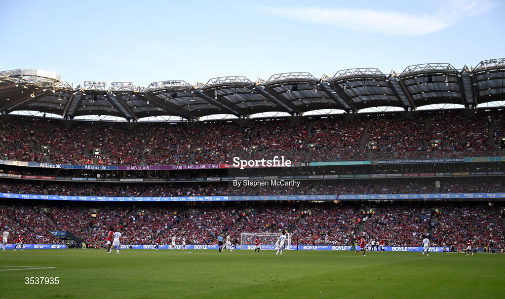 12 August 2026; A general view of the action during the pre-season friendly match between Manchester United and Leeds United at Croke Park in Dublin. Photo by Stephen McCarthy/Sportsfile