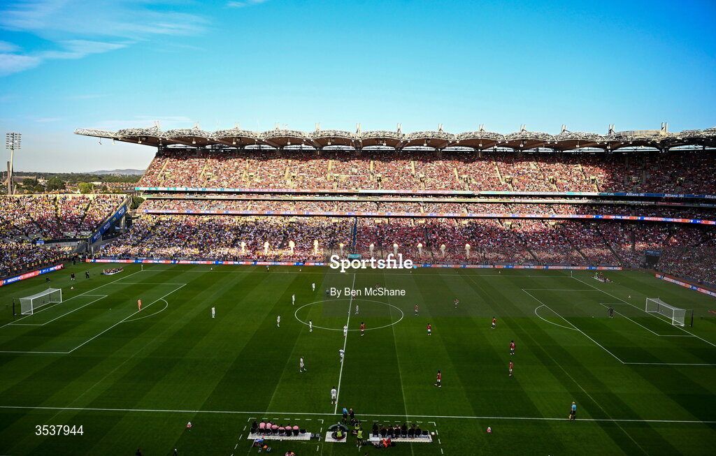 12 August 2026; A general view of the action during the pre-season friendly match between Manchester United and Leeds United at Croke Park in Dublin. Photo by Ben McShane/Sportsfile
