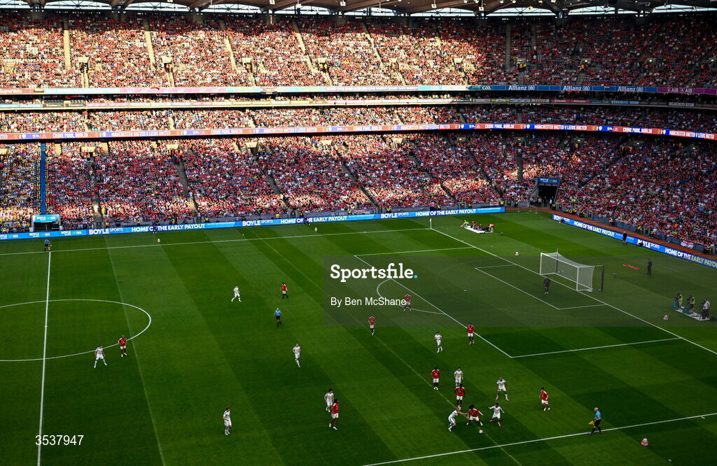 12 August 2026; A general view of the action during the pre-season friendly match between Manchester United and Leeds United at Croke Park in Dublin. Photo by Ben McShane/Sportsfile