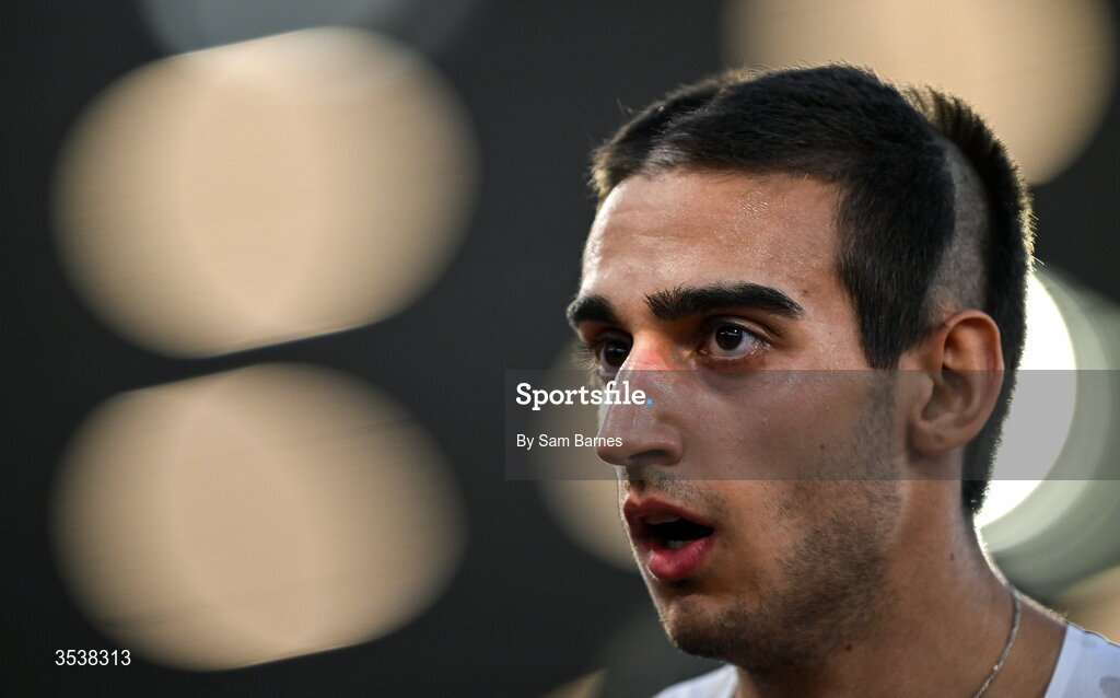 13 August 2026; Filippo Dezza of Italy after his men's 200m semi-final during day four of the European Athletics Championships 2026 at Alexander Stadium in Birmingham, England. Photo by Sam Barnes/Sportsfile