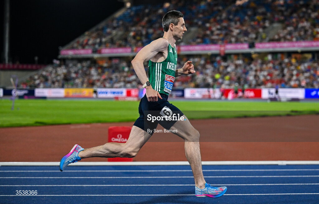 13 August 2026; Mark English of Ireland during the men's 800m final during day four of the European Athletics Championships 2026 at Alexander Stadium in Birmingham, England. Photo by Sam Barnes/Sportsfile