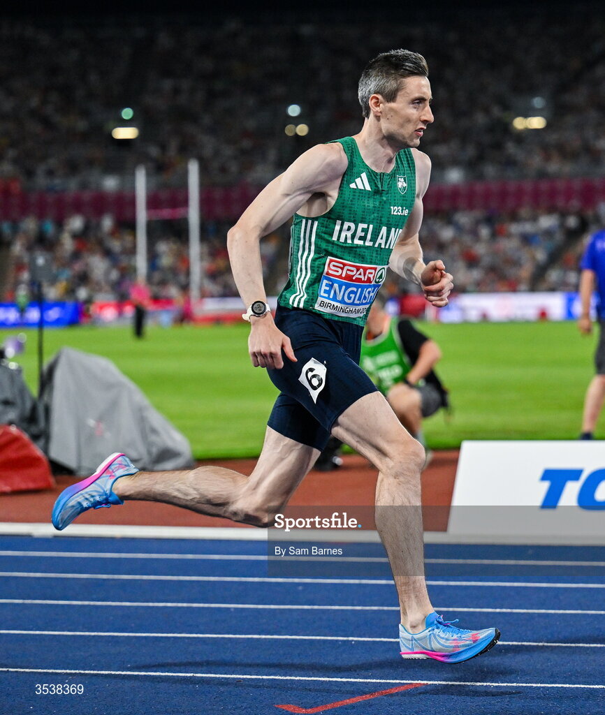 13 August 2026; Mark English of Ireland during the men's 800m final during day four of the European Athletics Championships 2026 at Alexander Stadium in Birmingham, England. Photo by Sam Barnes/Sportsfile