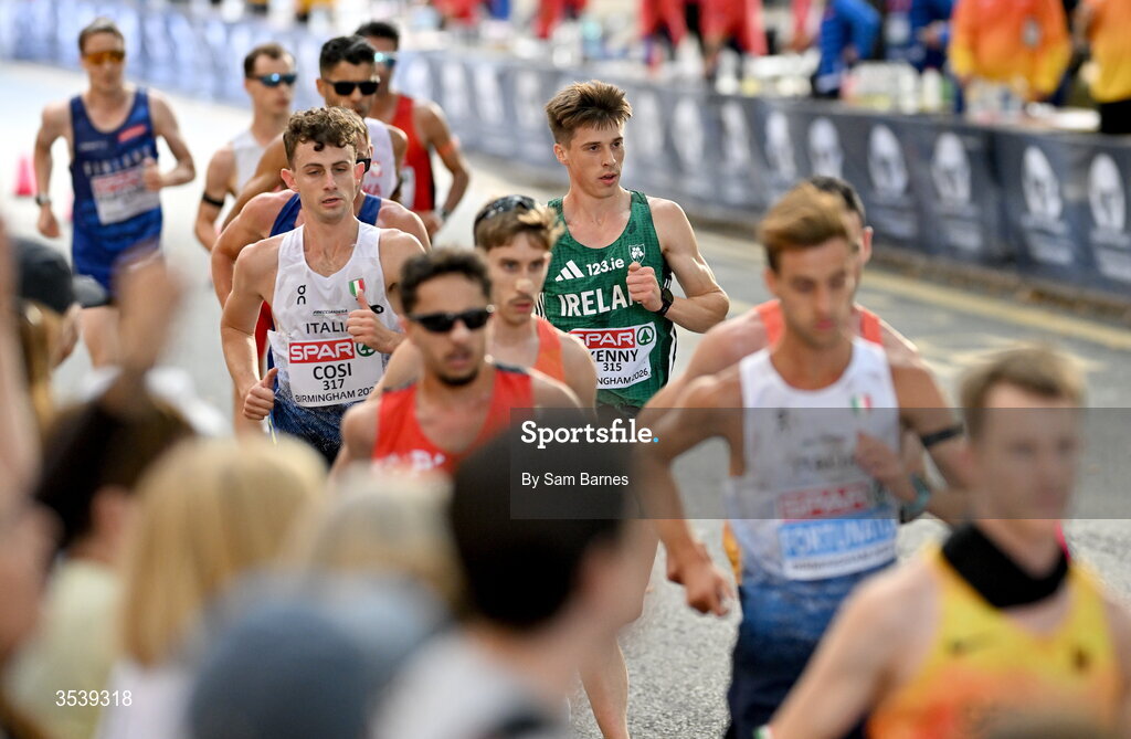 15 August 2026; David Kenny of Ireland competes in the men's half marathon race walk during day six of the European Athletics Championships 2026 in Birmingham, England. Photo by Sam Barnes/Sportsfile