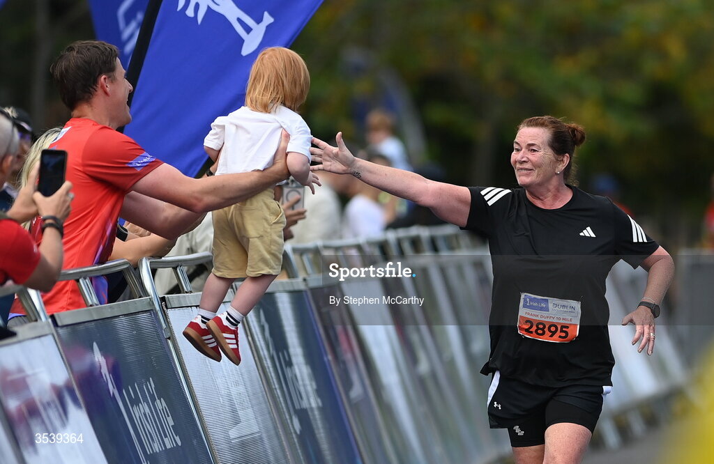15 August 2026; Margaret Bollard from Wicklow during the 2026 Irish Life Frank Duffy 10 Mile, in the Phoenix Park, Dublin. Thousands of runners took part in the sold out Irish Life Frank Duffy 10 Mile, the second event in the 2026 Irish Life Dublin Race Series. Photo by Stephen McCarthy/Sportsfile