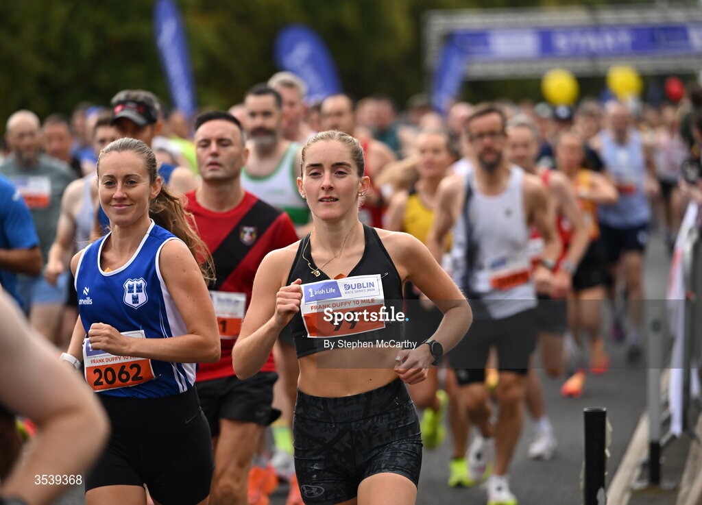 15 August 2026; Bonnie McFeat from Dublin during the 2026 Irish Life Frank Duffy 10 Mile, in the Phoenix Park, Dublin. Thousands of runners took part in the sold out Irish Life Frank Duffy 10 Mile, the second event in the 2026 Irish Life Dublin Race Series. Photo by Stephen McCarthy/Sportsfile