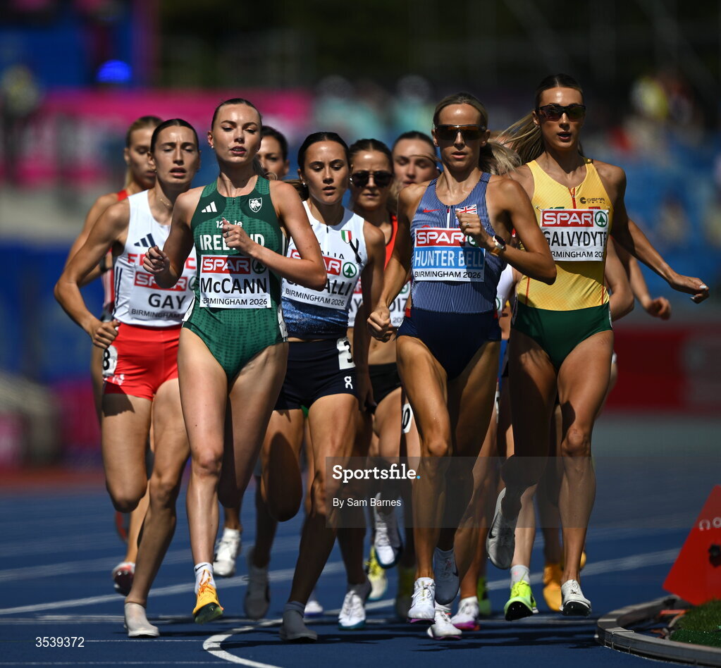 15 August 2026; Jodie McCann of Ireland competes in round 1 of the women's 1500m during day six of the European Athletics Championships 2026 at Alexander Stadium in Birmingham, England. Photo by Sam Barnes/Sportsfile