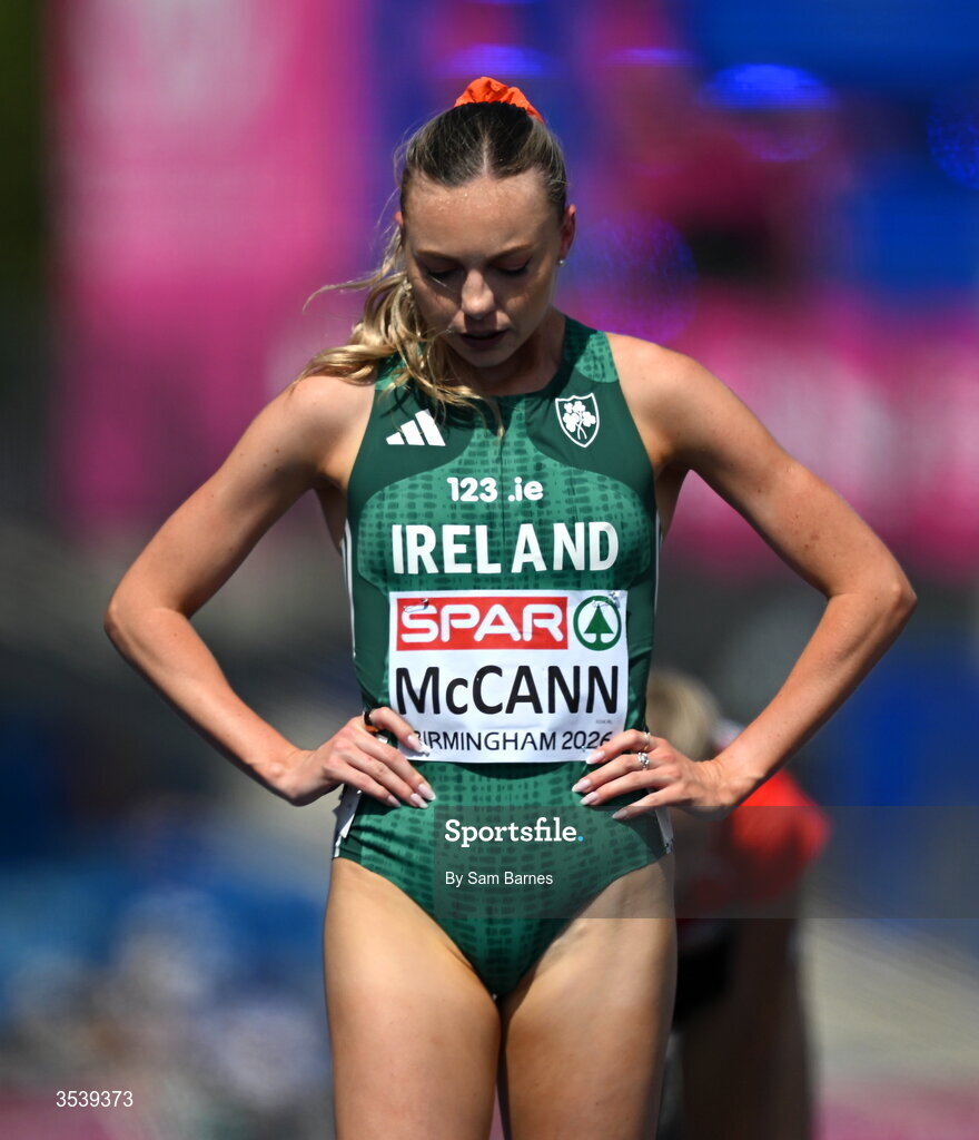 15 August 2026; Jodie McCann of Ireland after finishing in 13th in round 1 of the women's 1500m during day six of the European Athletics Championships 2026 at Alexander Stadium in Birmingham, England. Photo by Sam Barnes/Sportsfile