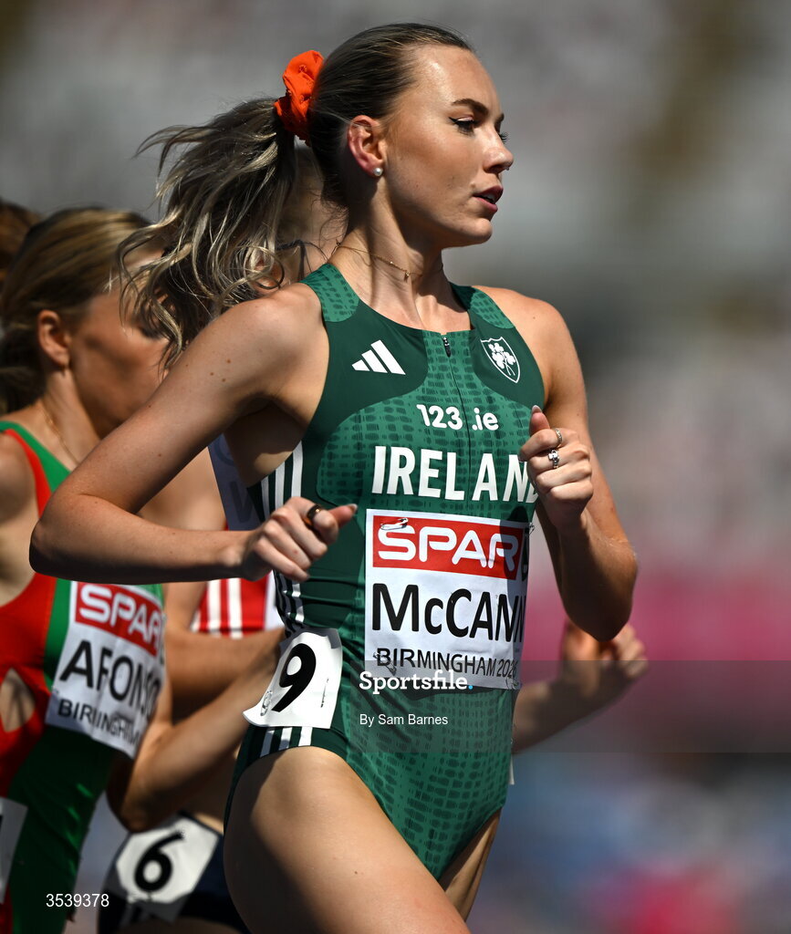 15 August 2026; Jodie McCann of Ireland competes in round 1 of the women's 1500m during day six of the European Athletics Championships 2026 at Alexander Stadium in Birmingham, England. Photo by Sam Barnes/Sportsfile