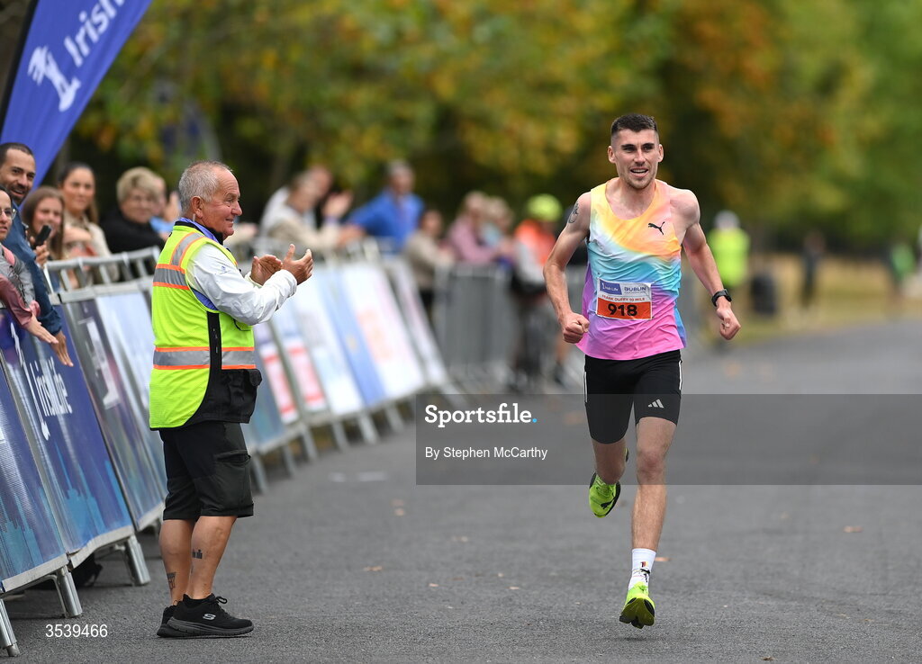 15 August 2026; Michael Brady of Raheny Shamrock AC on his way to taking second place in the 2026 Irish Life Frank Duffy 10 Mile, in the Phoenix Park, Dublin. Thousands of runners took part in the sold out Irish Life Frank Duffy 10 Mile, the second event in the 2026 Irish Life Dublin Race Series. Photo by Stephen McCarthy/Sportsfile