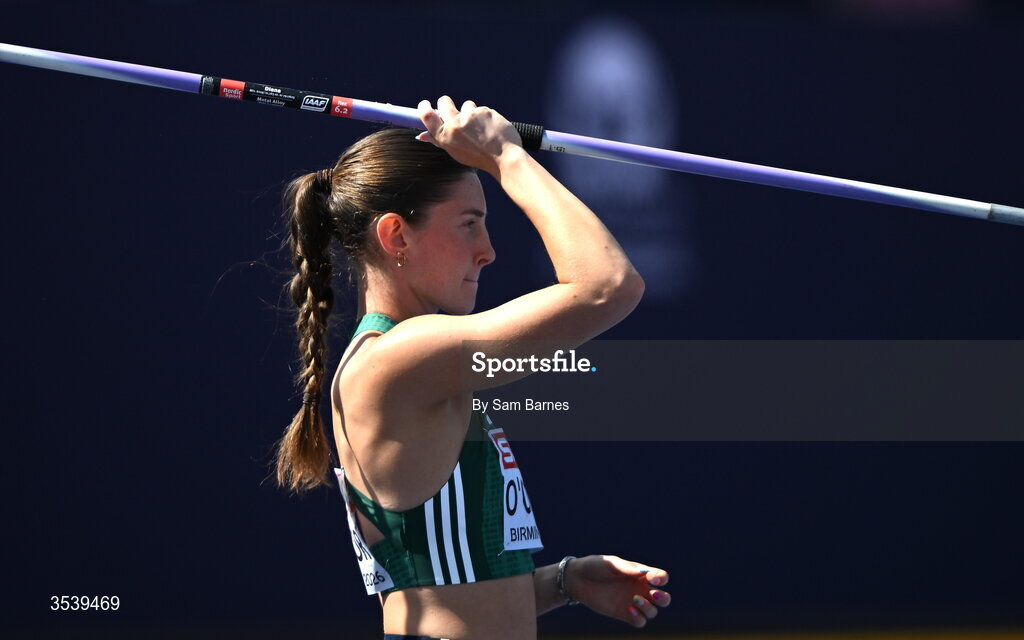 15 August 2026; Kate O’Connor of Ireland competes in the javelin event of the women’s heptathlon during day six of the European Athletics Championships 2026 at Alexander Stadium in Birmingham, England. Photo by Sam Barnes/Sportsfile