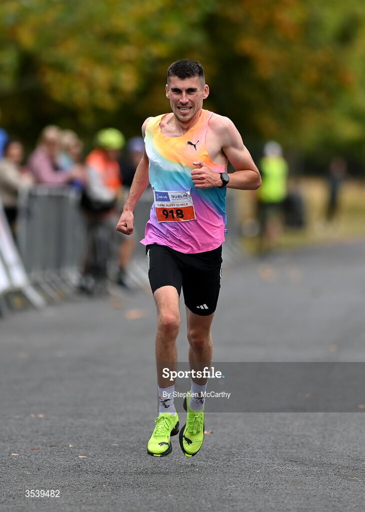 15 August 2026; Michael Brady of Raheny Shamrock AC on his way to taking second place in the 2026 Irish Life Frank Duffy 10 Mile, in the Phoenix Park, Dublin. Thousands of runners took part in the sold out Irish Life Frank Duffy 10 Mile, the second event in the 2026 Irish Life Dublin Race Series. Photo by Stephen McCarthy/Sportsfile