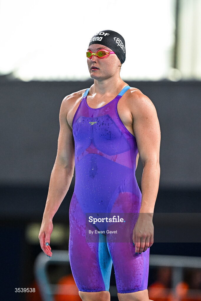 15 August 2026; Mona McSharry of Ireland competes in the Women’s 50m Breaststroke during day six of the 2026 European Aquatics Championships in Paris, France. Photo by Ewan Gavet/Sportsfile