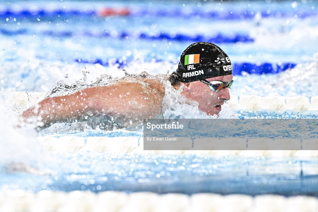 15 August 2026; Jacob Armon of Ireland competes in the Men’s 200m Individual Medley during day six of the 2026 European Aquatics Championships in Paris, France. Photo by Ewan Gavet/Sportsfile