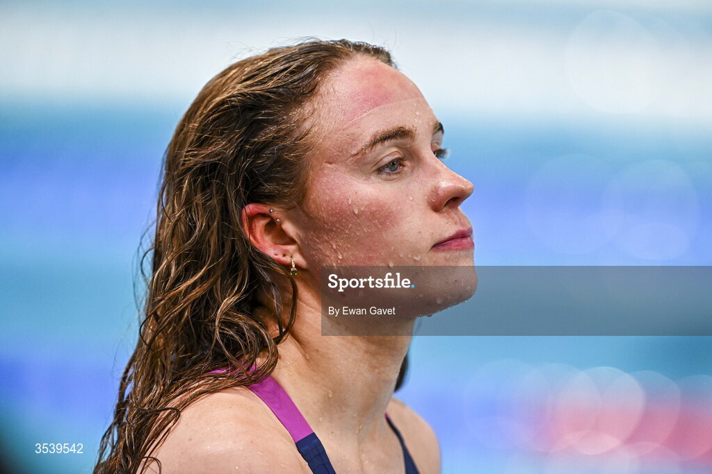 15 August 2026; Ellen Walshe of Ireland after competing in the Women’s 200m Butterfly during day six of the 2026 European Aquatics Championships in Paris, France. Photo by Ewan Gavet/Sportsfile