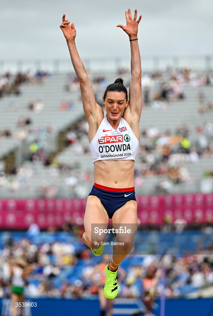 15 August 2026; Jade O'Dowda of Great Britain and Northern Ireland competes in the javelin event of the women’s heptathlon during day six of the European Athletics Championships 2026 at Alexander Stadium in Birmingham, England. Photo by Sam Barnes/Sportsfile