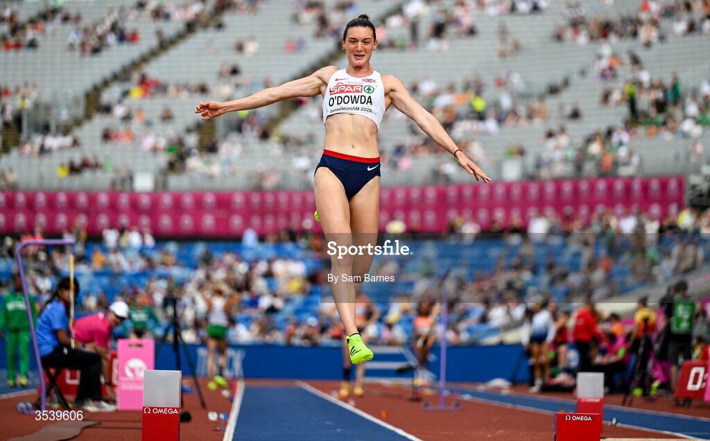 15 August 2026; Jade O'Dowda of Great Britain and Northern Ireland competes in the javelin event of the women’s heptathlon during day six of the European Athletics Championships 2026 at Alexander Stadium in Birmingham, England. Photo by Sam Barnes/Sportsfile