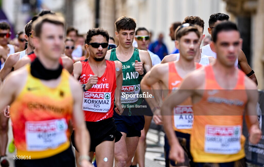 15 August 2026; David Kenny of Ireland competes in the men's half marathon race walk during day six of the European Athletics Championships 2026 in Birmingham, England. Photo by Sam Barnes/Sportsfile
