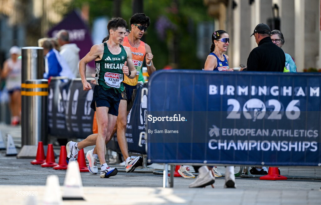 15 August 2026; David Kenny of Ireland competes in the men's half marathon race walk during day six of the European Athletics Championships 2026 in Birmingham, England. Photo by Sam Barnes/Sportsfile