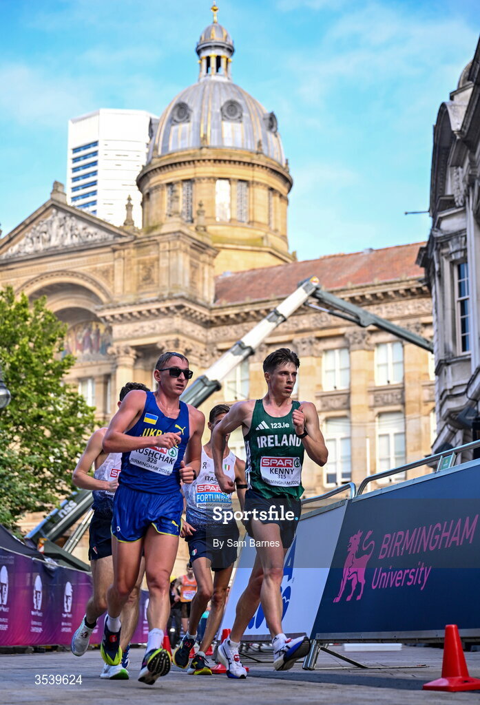 15 August 2026; David Kenny of Ireland competes in the men's half marathon race walk during day six of the European Athletics Championships 2026 in Birmingham, England. Photo by Sam Barnes/Sportsfile