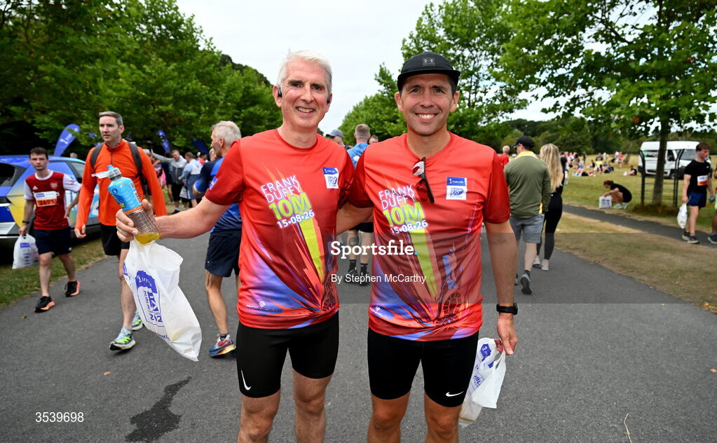 15 August 2026; Athletes after finishing the 2026 Irish Life Frank Duffy 10 Mile, in the Phoenix Park, Dublin. Thousands of runners took part in the sold out Irish Life Frank Duffy 10 Mile, the second event in the 2026 Irish Life Dublin Race Series. Photo by Stephen McCarthy/Sportsfile