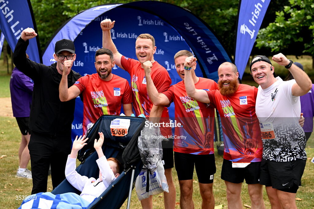 15 August 2026; Athletes after finishing the 2026 Irish Life Frank Duffy 10 Mile, in the Phoenix Park, Dublin. Thousands of runners took part in the sold out Irish Life Frank Duffy 10 Mile, the second event in the 2026 Irish Life Dublin Race Series. Photo by Stephen McCarthy/Sportsfile