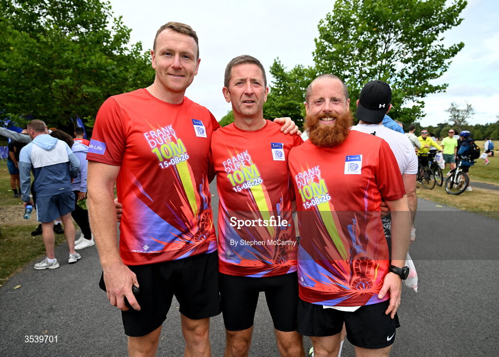 15 August 2026; Athletes after finishing the 2026 Irish Life Frank Duffy 10 Mile, in the Phoenix Park, Dublin. Thousands of runners took part in the sold out Irish Life Frank Duffy 10 Mile, the second event in the 2026 Irish Life Dublin Race Series. Photo by Stephen McCarthy/Sportsfile