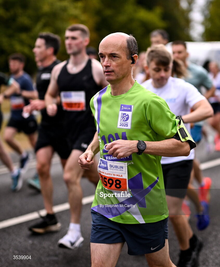 15 August 2026; Owen Connolly from Dublin during the 2026 Irish Life Frank Duffy 10 Mile, in the Phoenix Park, Dublin. Thousands of runners took part in the sold out Irish Life Frank Duffy 10 Mile, the second event in the 2026 Irish Life Dublin Race Series. Photo by Stephen McCarthy/Sportsfile