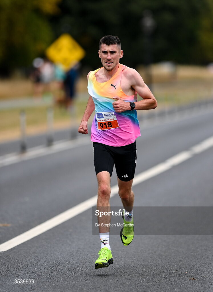 15 August 2026; Michael Brady of Raheny Shamrock AC during the 2026 Irish Life Frank Duffy 10 Mile, in the Phoenix Park, Dublin. Thousands of runners took part in the sold out Irish Life Frank Duffy 10 Mile, the second event in the 2026 Irish Life Dublin Race Series. Photo by Stephen McCarthy/Sportsfile