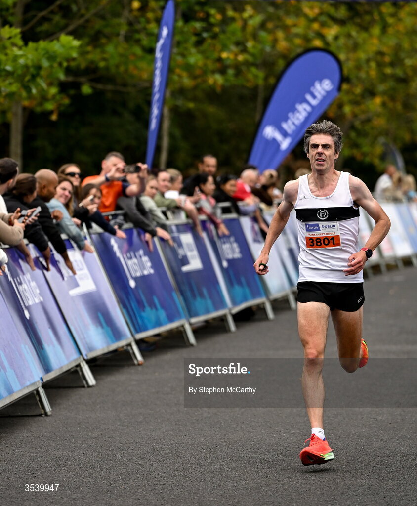 15 August 2026; Kenneth Nugent of Donore Harriers AC during the 2026 Irish Life Frank Duffy 10 Mile, in the Phoenix Park, Dublin. Thousands of runners took part in the sold out Irish Life Frank Duffy 10 Mile, the second event in the 2026 Irish Life Dublin Race Series. Photo by Stephen McCarthy/Sportsfile