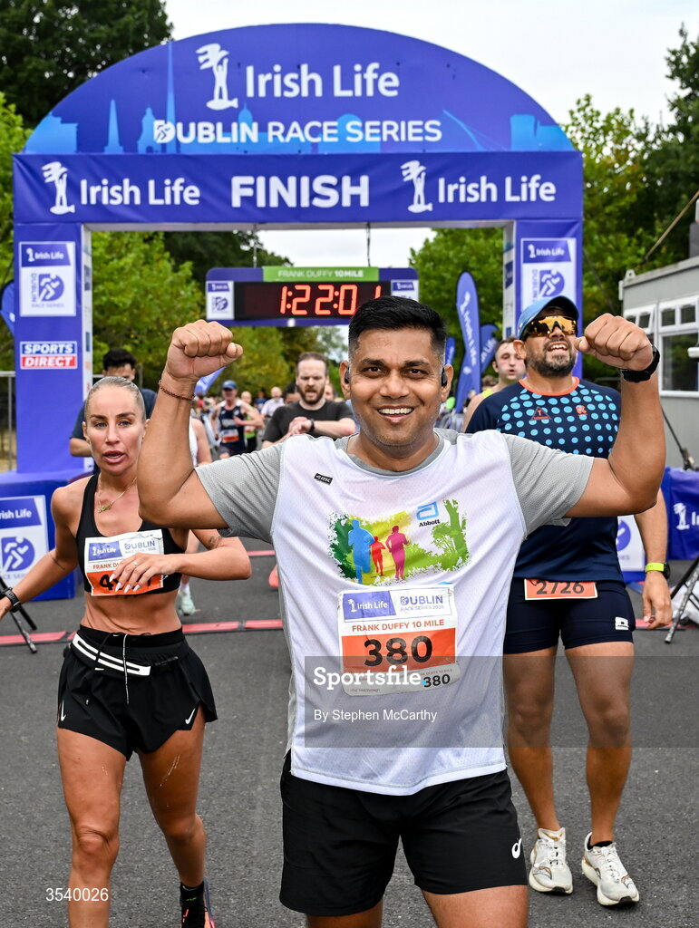 15 August 2026; Sandip Gaikwad from Dublin after finishing the 2026 Irish Life Frank Duffy 10 Mile, in the Phoenix Park, Dublin. Thousands of runners took part in the sold out Irish Life Frank Duffy 10 Mile, the second event in the 2026 Irish Life Dublin Race Series. Photo by Stephen McCarthy/Sportsfile