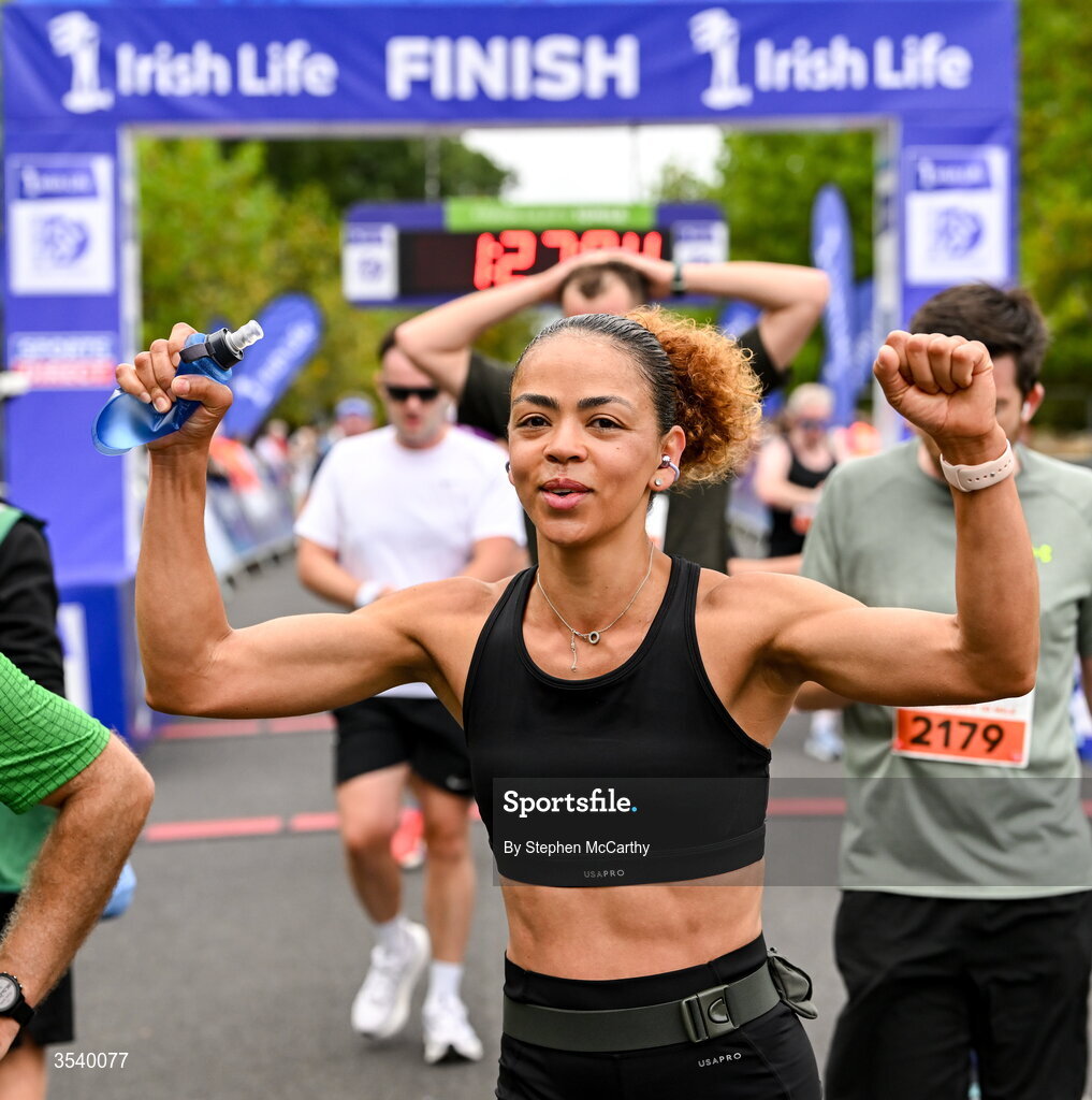 15 August 2026; Isabel Sousa from Dublin during the 2026 Irish Life Frank Duffy 10 Mile, in the Phoenix Park, Dublin. Thousands of runners took part in the sold out Irish Life Frank Duffy 10 Mile, the second event in the 2026 Irish Life Dublin Race Series. Photo by Stephen McCarthy/Sportsfile