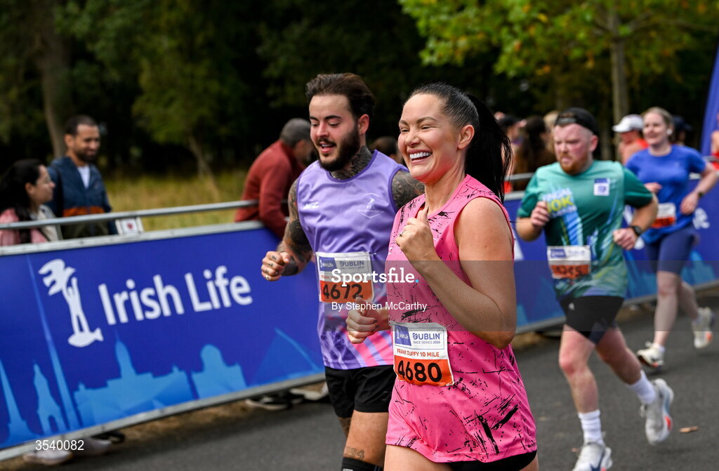 15 August 2026; Michele Hayden from Dublin during the 2026 Irish Life Frank Duffy 10 Mile, in the Phoenix Park, Dublin. Thousands of runners took part in the sold out Irish Life Frank Duffy 10 Mile, the second event in the 2026 Irish Life Dublin Race Series. Photo by Stephen McCarthy/Sportsfile