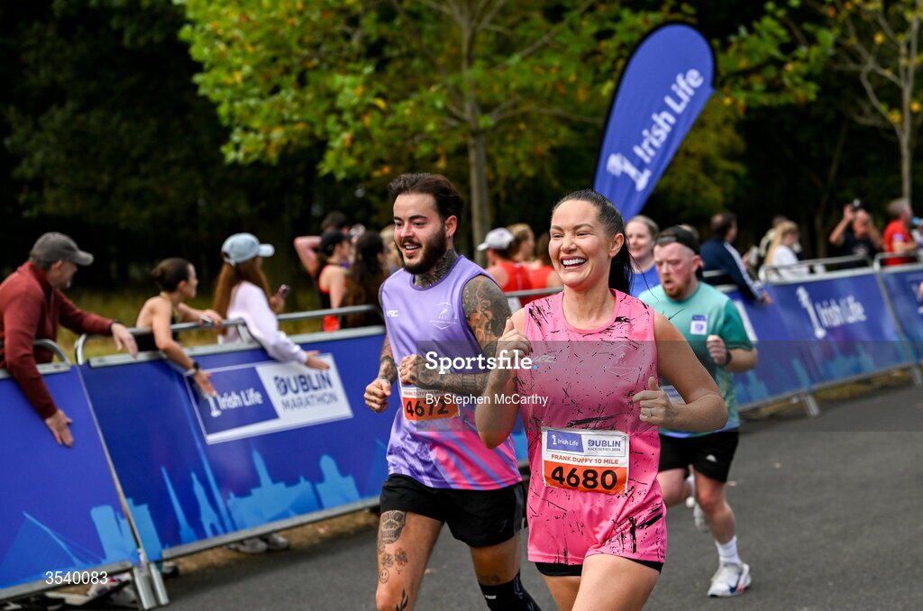 15 August 2026; Michele Hayden from Dublin during the 2026 Irish Life Frank Duffy 10 Mile, in the Phoenix Park, Dublin. Thousands of runners took part in the sold out Irish Life Frank Duffy 10 Mile, the second event in the 2026 Irish Life Dublin Race Series. Photo by Stephen McCarthy/Sportsfile