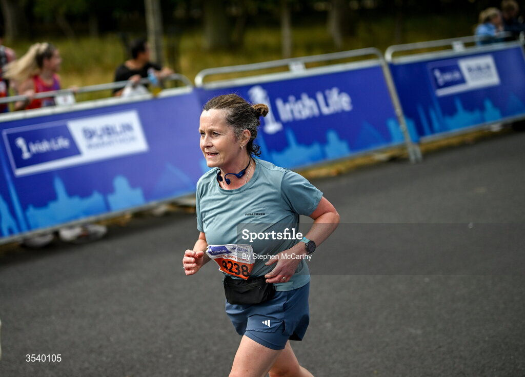 15 August 2026; Ann Macken from Dublin during the 2026 Irish Life Frank Duffy 10 Mile, in the Phoenix Park, Dublin. Thousands of runners took part in the sold out Irish Life Frank Duffy 10 Mile, the second event in the 2026 Irish Life Dublin Race Series. Photo by Stephen McCarthy/Sportsfile