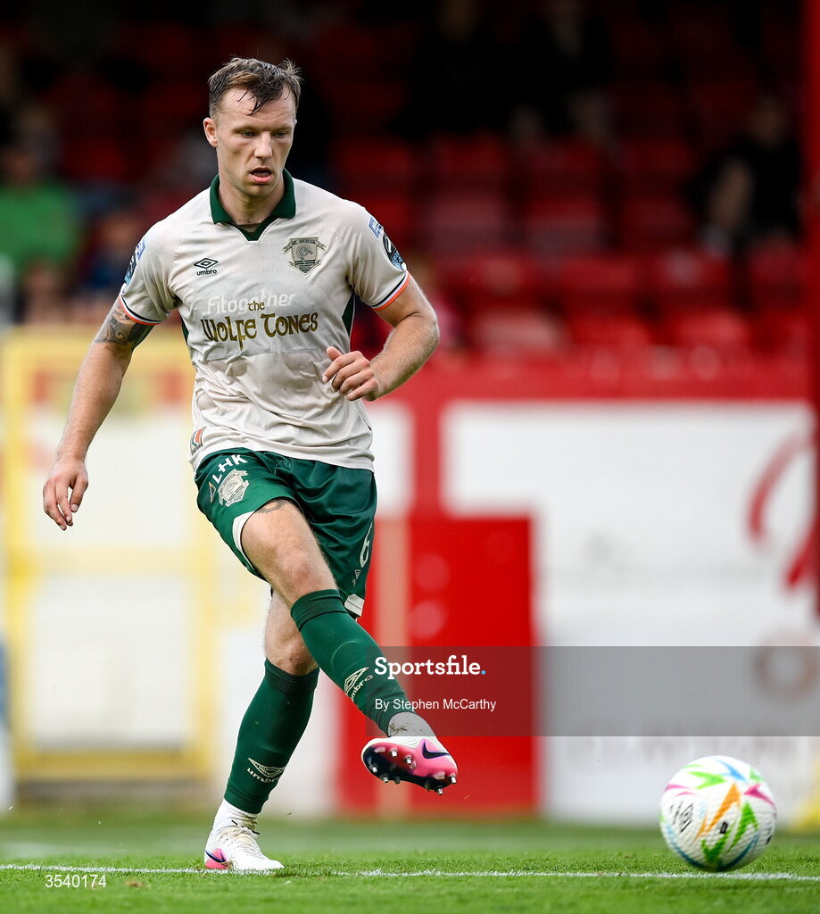 9 August 2026; Jamie Lennon of St Patrick's Athletic during the SSE Airtricity Men’s Premier Division match between Shelbourne and St Patrick's Athletic at Tolka Park in Dublin. Photo by Stephen McCarthy/Sportsfile