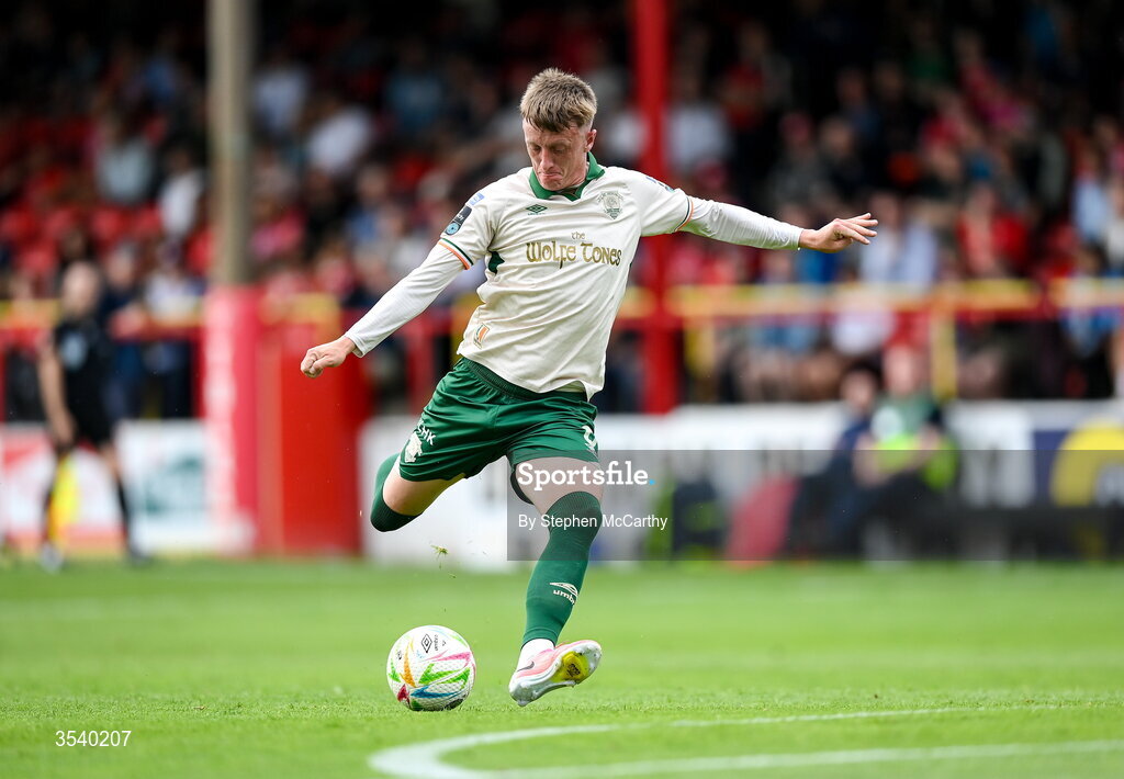 9 August 2026; Chris Forrester of St Patrick's Athletic during the SSE Airtricity Men’s Premier Division match between Shelbourne and St Patrick's Athletic at Tolka Park in Dublin. Photo by Stephen McCarthy/Sportsfile