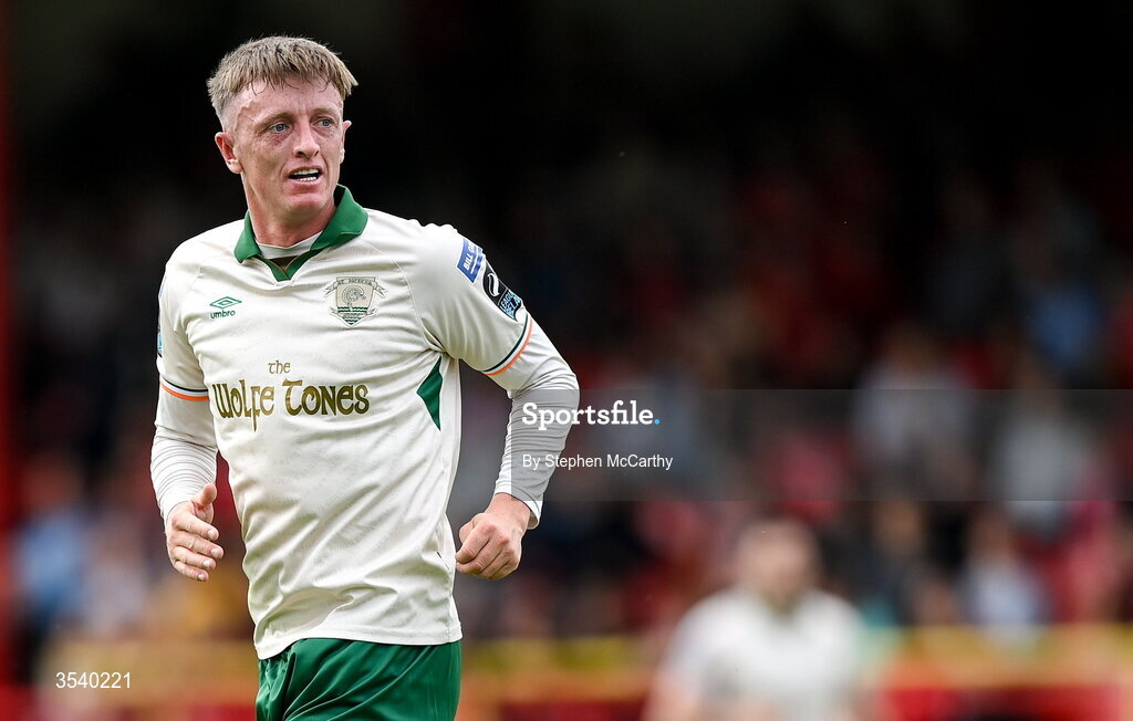 9 August 2026; Chris Forrester of St Patrick's Athletic during the SSE Airtricity Men’s Premier Division match between Shelbourne and St Patrick's Athletic at Tolka Park in Dublin. Photo by Stephen McCarthy/Sportsfile