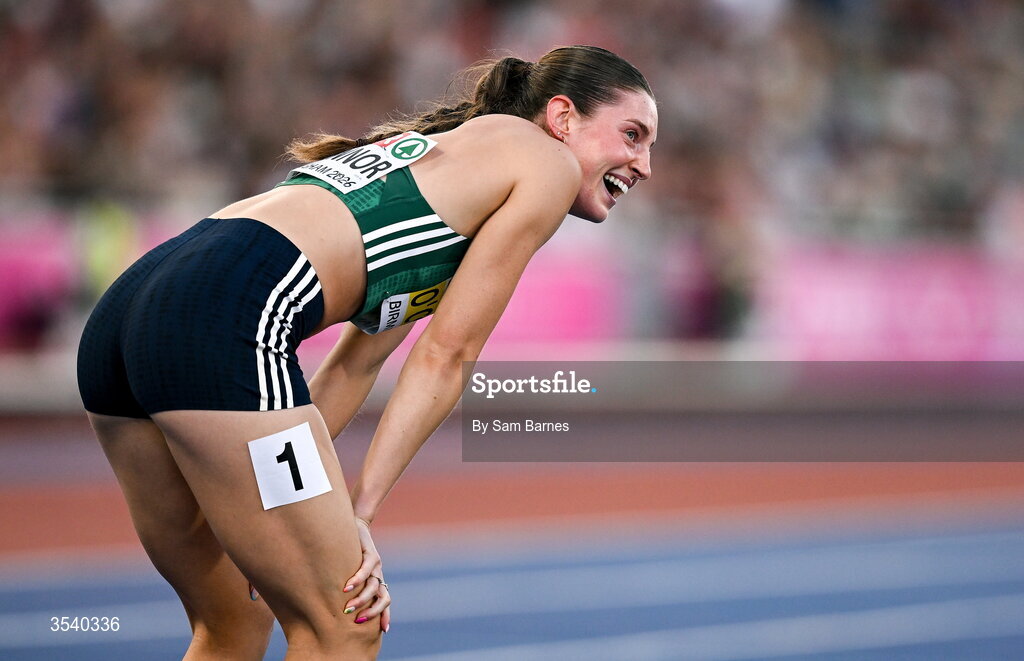 15 August 2026; Kate O’Connor of Ireland celebrates winning  the women’s heptathlon during day six of the European Athletics Championships 2026 at Alexander Stadium in Birmingham, England. Photo by Sam Barnes/Sportsfile