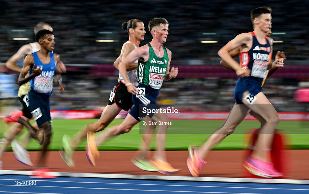 15 August 2026; Jack O’Leary of Ireland competes in the men's 10,000m final during day six of the European Athletics Championships 2026 at Alexander Stadium in Birmingham, England. Photo by Sam Barnes/Sportsfile