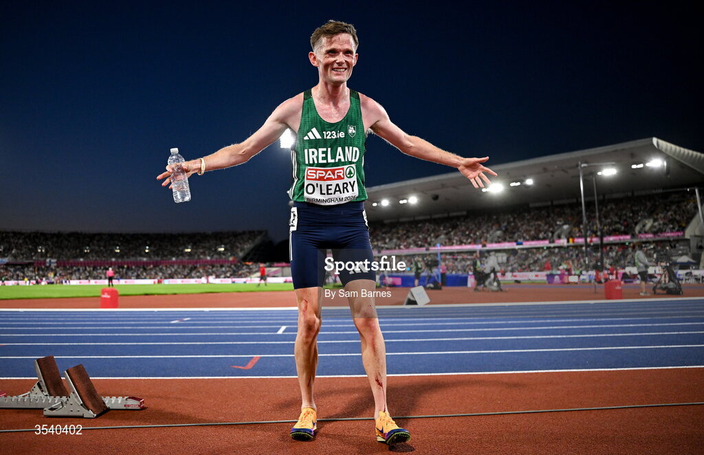 15 August 2026; Jack O’Leary of Ireland after finishing 10th in the men's 10,000m final during day six of the European Athletics Championships 2026 at Alexander Stadium in Birmingham, England. Photo by Sam Barnes/Sportsfile