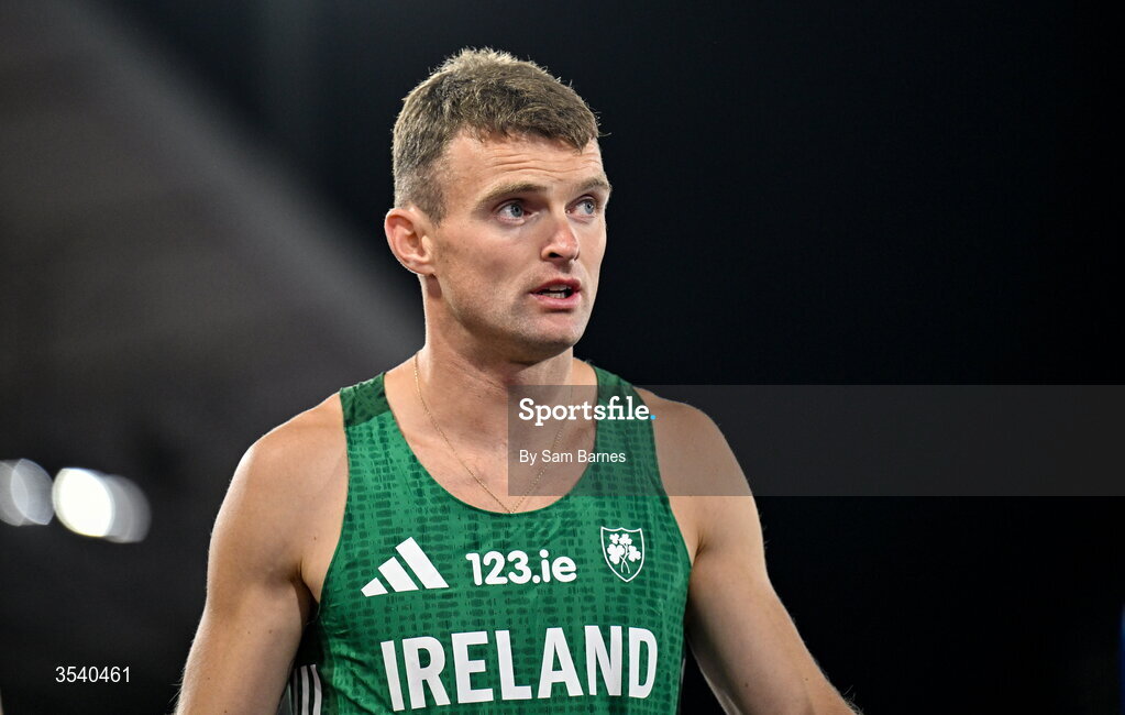 15 August 2026; Marcus Lawler of Ireland after the men's 4x100m final during day six of the European Athletics Championships 2026 at Alexander Stadium in Birmingham, England. Photo by Sam Barnes/Sportsfile