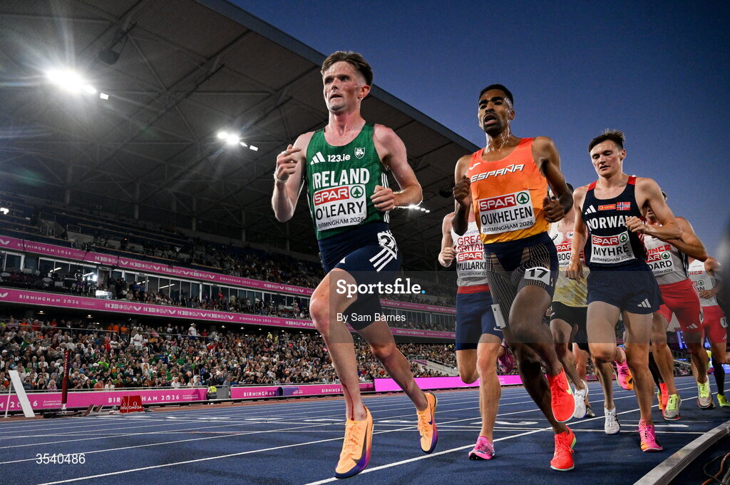 15 August 2026; Jack O’Leary of Ireland during the men's 10,000m final during day six of the European Athletics Championships 2026 at Alexander Stadium in Birmingham, England. Photo by Sam Barnes/Sportsfile