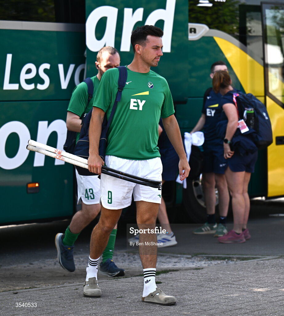 16 August 2026; Matthew Nelson of Ireland arrives before the FIH Men's Hockey World Cup 2026 Pool C match between Ireland and Australia at the Belfius Hockey Arena in Wavre, Belgium. Photo by Ben McShane/Sportsfile