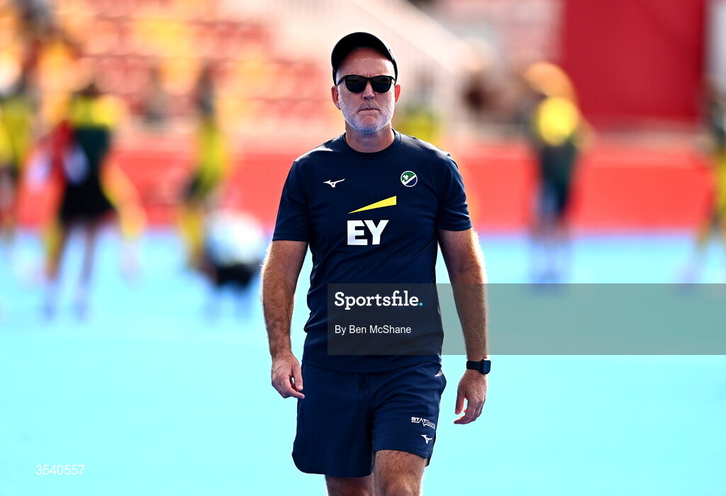 16 August 2026; Ireland head coach Mark Tumilty before the FIH Men's Hockey World Cup 2026 Pool C match between Ireland and Australia at the Belfius Hockey Arena in Wavre, Belgium. Photo by Ben McShane/Sportsfile