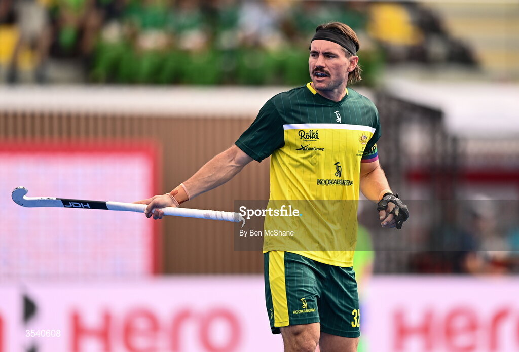 16 August 2026; Jeremy Hayward of Australia during the FIH Men's Hockey World Cup 2026 Pool C match between Ireland and Australia at the Belfius Hockey Arena in Wavre, Belgium. Photo by Ben McShane/Sportsfile