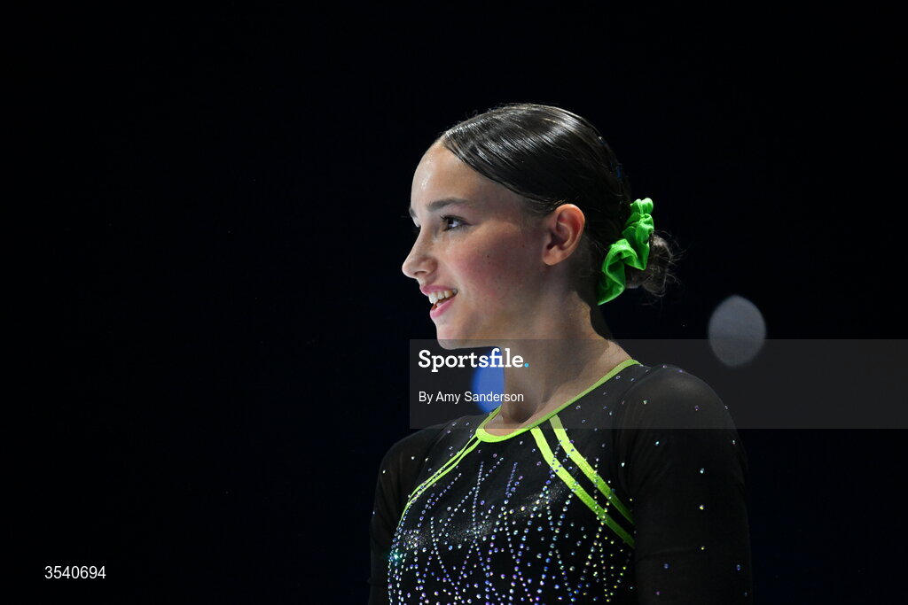 16 August 2026; Estella Volkoff of Ireland competes in the Balance Beam during the Juniors Apparatus Finals on day four of the 2026 European Championships in Women's Artistic Gymnastics at Arena Zagreb in Croatia. Photo by Amy Sanderson/Sportsfile